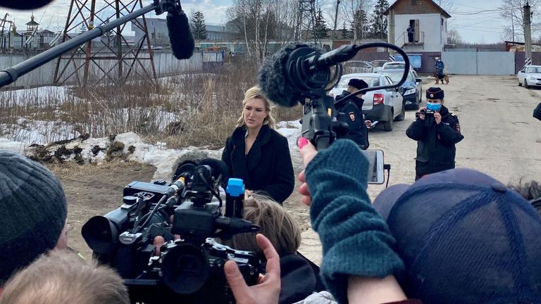 Anastasia Vasilyeva speaks to a group of journalists