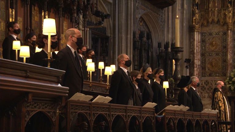 The national anthem plays as the funeral of the Duke of Edinburgh concludes.