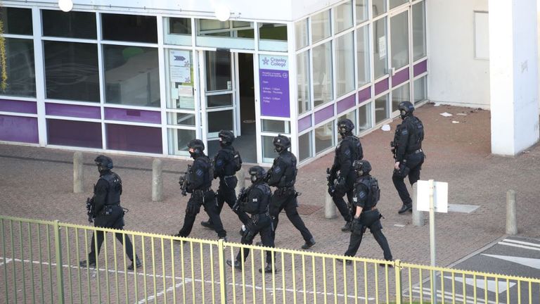 Armed police at Crawley College