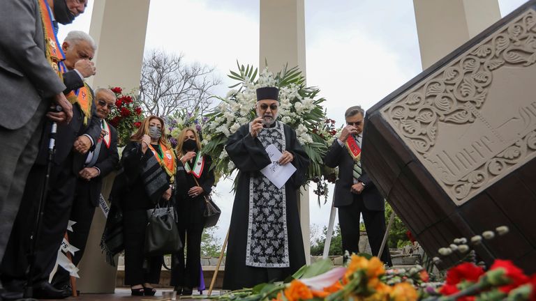 Members of the Armenian diaspora gather in Montebello, California