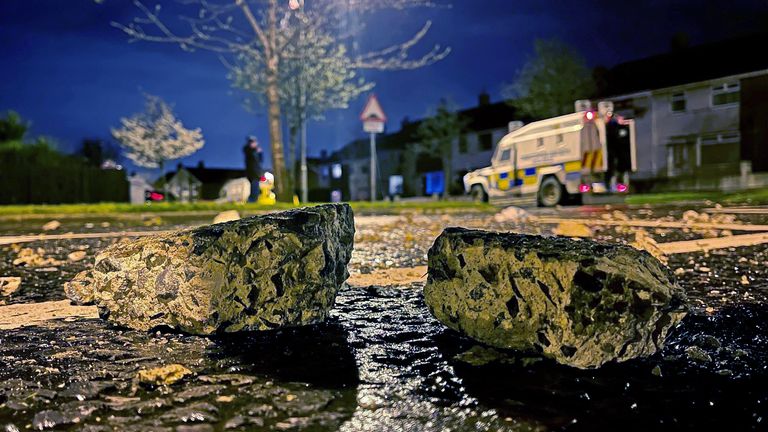 Bricks thrown at police in Carrickfergus near Belfast on Sunday