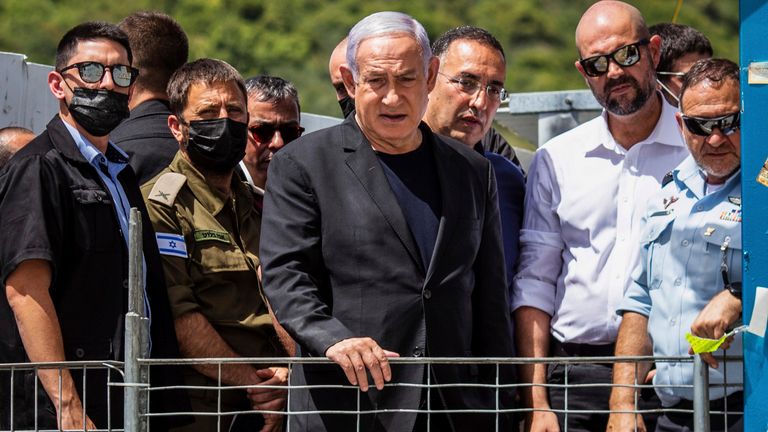 Israeli Prime Minister Benjamin Netanyahu visits the Jewish Orthodox pilgrimage site of Mount Meron