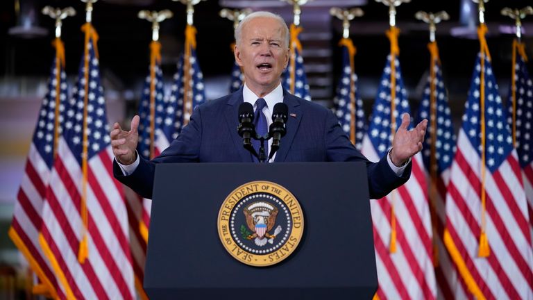 Biden described his plan as a &#39;once in a generation investment&#39; Pic: AP