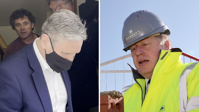 Keir Starmer and Boris Johnson out and about on 19 April
