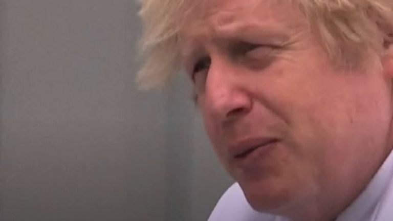 Boris Johnson tells staff at a biological company that what is happening in France with COVID is very, very sad