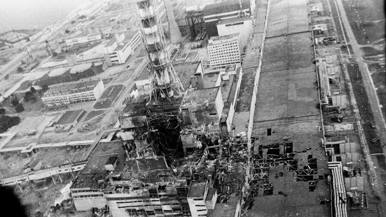 The Chernobyl nuclear power plant pictured in May 1986, following the accident the previous month. Pic: AP/Vladimir Repik