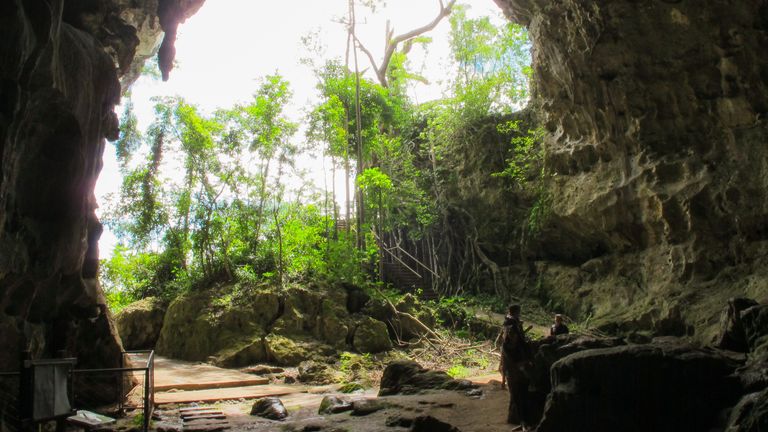 Undated handout photo of the Callou Cave site in the Philippines where the fossils of new species of rats were found. Scientists have discovered three new species of giant cloud rats that were twice the size of a grey squirrel and roamed the planet tens of thousands of years ago. Issue date: Friday April 23, 2021.