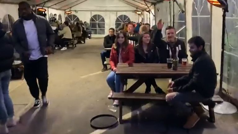 Footage issued by the Oak Inn of the pub&#39;s beer garden in Coventry