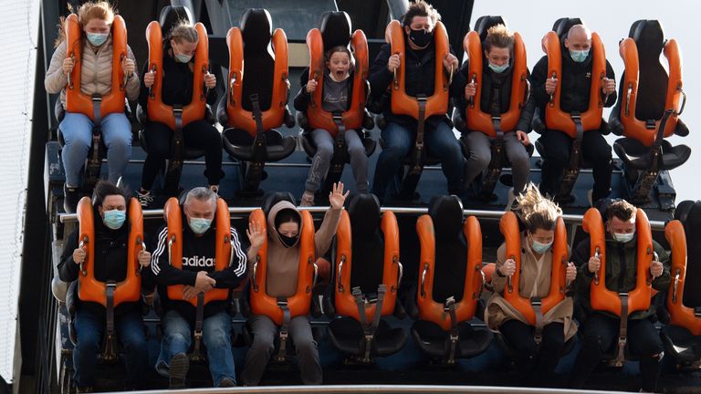 People enjoying Alton Towers in Staffordshire