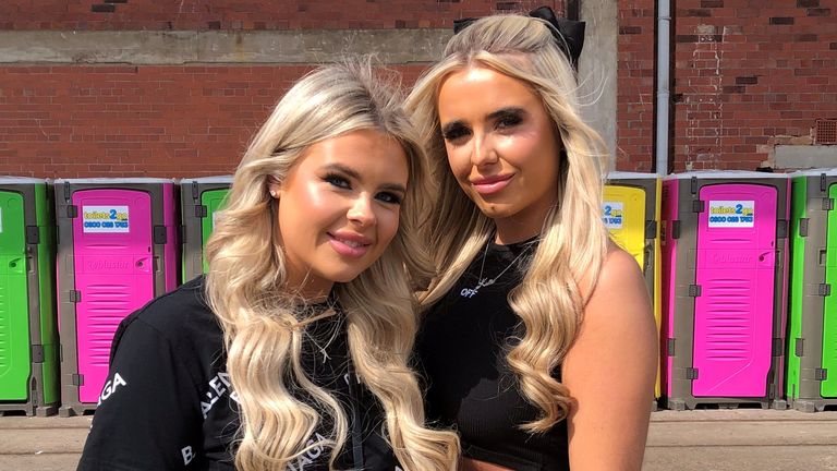 Clubbers Ashleigh and Katie arrive for the event at Liverpool&#39;s The Circus nightclub to test safe re-opening for venue after COVID lockdown