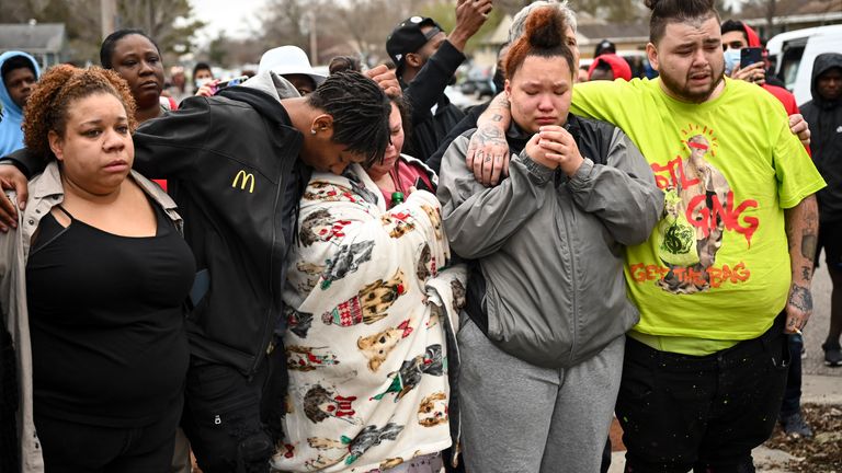 Family and friends of Daunte Wright. Pic: AP