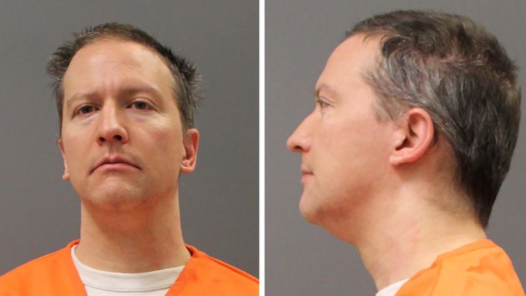 Former Minneapolis Police Officer Derek Chauvin is shown in a combination of police booking photos after a jury found him guilty on all counts in his trial for second-degree murder, third-degree murder and second-degree manslaughter in the death of George Floyd in Minneapolis, Minnesota, U.S. April 20, 2021. Picture taken April 20, 2021 and released on April 21, 2021. Minnesota Department of Corrections/Handout via REUTERS THIS IMAGE HAS BEEN SUPPLIED BY A THIRD PARTY.
