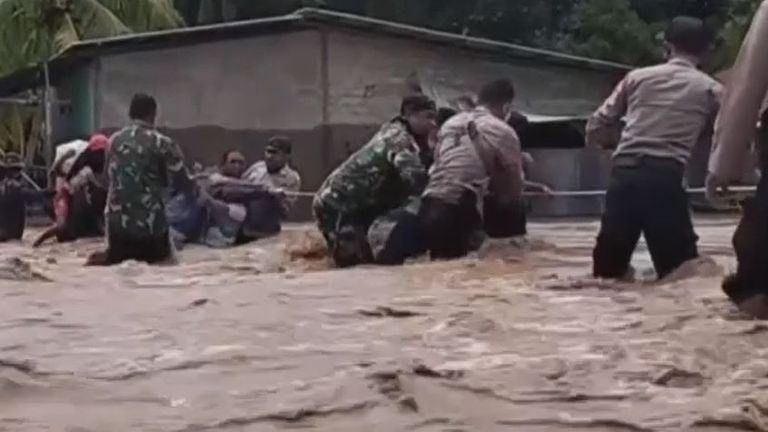 Rescue operation in Indonesia as deadly floods hit