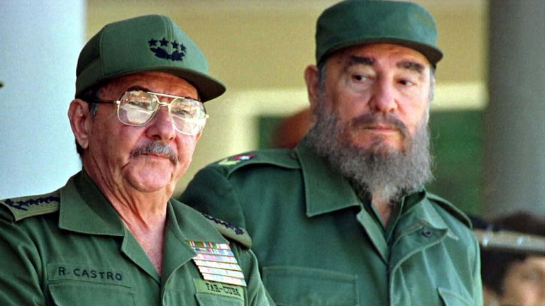 Raul, left, and Fidel Castro in 1996