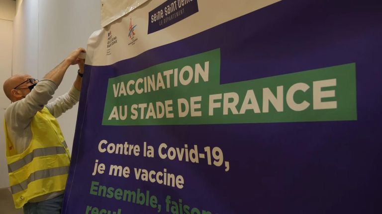 Parts of the Stade de France are being converted into a vaccination centre 
