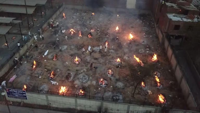 An crematorium in Delhi cremating people who have died with coronavirus