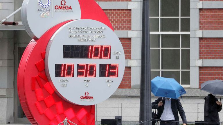 The countdown clock starts on the last 100 days before the Olympics begins