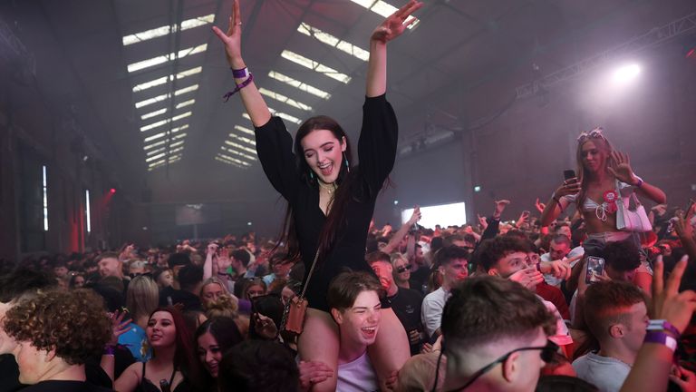 Revellers were seen on each others&#39; shoulders