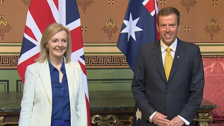 Liz Truss, left, and Dan Tehan, right, have been holding discussions to reach a trade deal