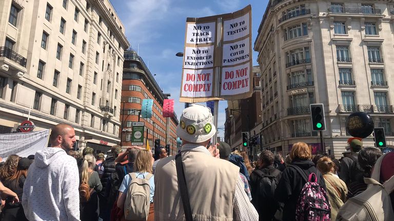 Protesters have been seen marching through London