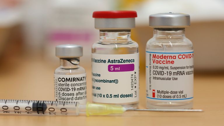 The UK now has three vaccines approved - from Pfizer, AstraZeneca and Moderna. Pic: AP