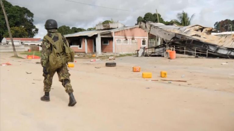Dozens were killed when IS overran the town of Palma in Mozambique. Sky News was the first international team to see the full extent of the damage.