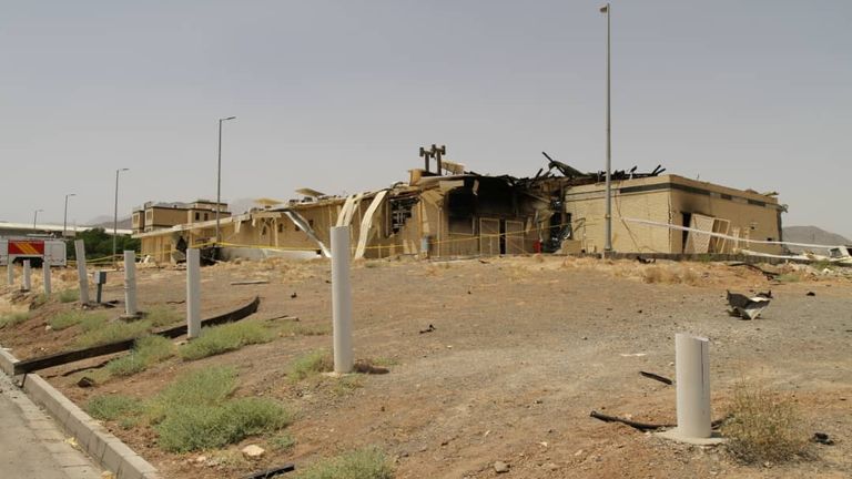 A damaged building after a fire broke out at the Natanz facility last July