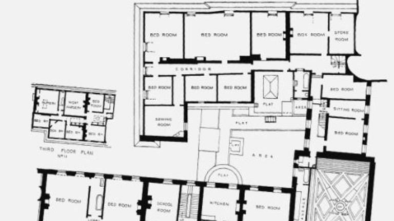 The original plans for the flats above No 10 and No 11 (top) Downing Street. Pic: British History Online