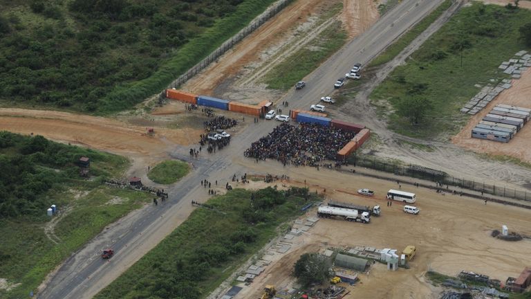 People seen outside the TOTAL compound near Palma, Mozambique