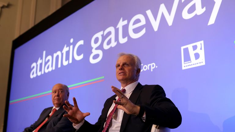 In this June 24, 2015 file photo, American-Brazilian businessman David Neeleman, right, talks to journalists during a join news conference with his partner Portuguese businessman Humberto Pedrosa, in Lisbon. Pic: AP