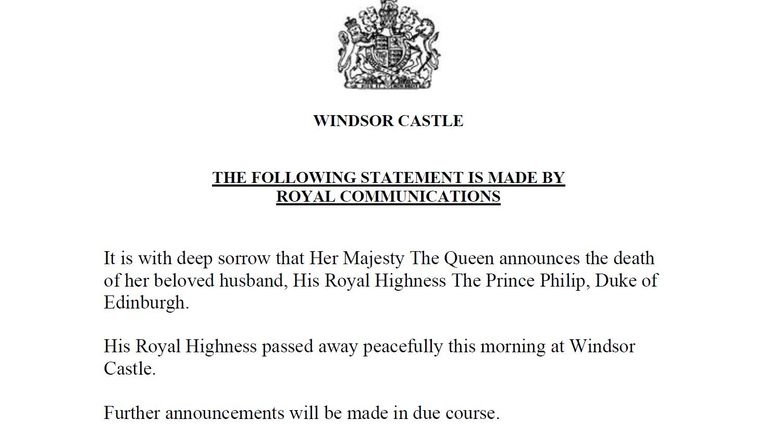 Prince Philip The Duke Of Edinburgh Has Died Uk News Sky News