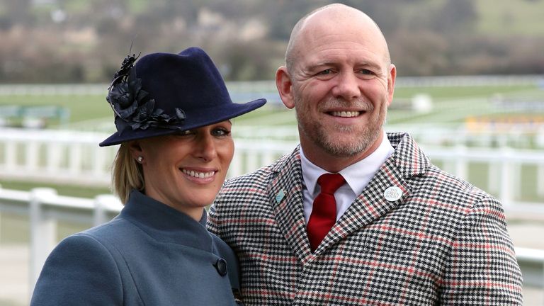 File photo dated 12/3/2020 of Zara Tindall and Mike Tindall during day three of the Cheltenham Festival at Cheltenham Racecourse. Mike Tindall has announced wife Zara, the Queen&#39;s grand-daughter, is pregnant with their third child.