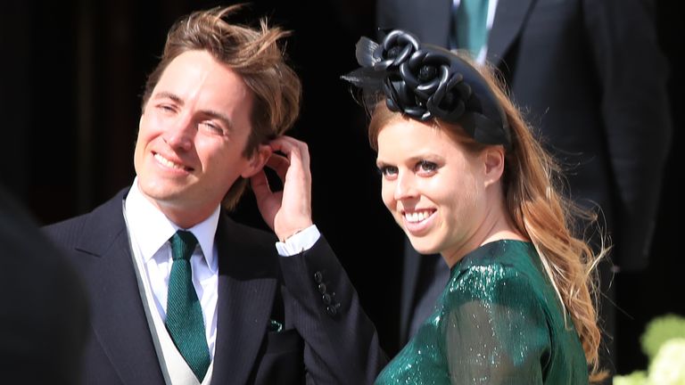 File photo dated 31/8/2019 of Princess Beatrice and Mr Edoardo Mapelli Mozzi, whose engagement has been announced today, attending the wedding of singer Ellie Goulding to Caspar Jopling. Issue date: Thursday September 26, 2019. See PA story ROYAL Beatrice. Photo credit should read: Peter Byrne / PA Wire.
