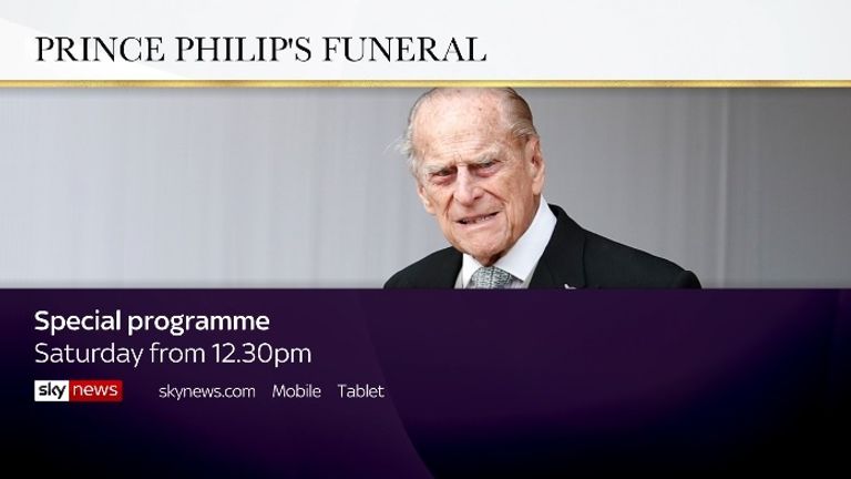 Regardez et suivez la couverture en direct du service funèbre du prince Philip sur Sky News à partir de 12h30 samedi.