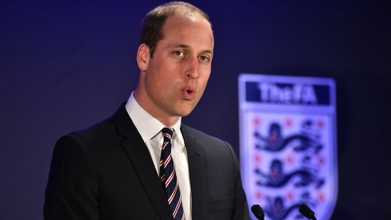 Prince William is pictured at Wembley to mark his 10th anniversary as FA president