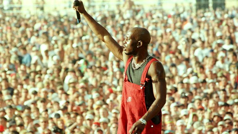 Earl Simmons, better known as rap musician DMX, performs on the main stage at the Woodstock music and arts festival in Rome, July 23. The 30th anniversary festival is being staged at the former Griffiss Air Force base, and organizers are expecting an estimated 300,000 people will attend. JT/HB/AA