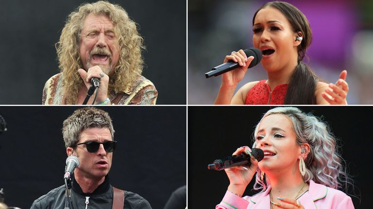 Robert Plant, Rebecca Ferguson, Lily Allen, Noel Gallagher. Pics: PA/AP