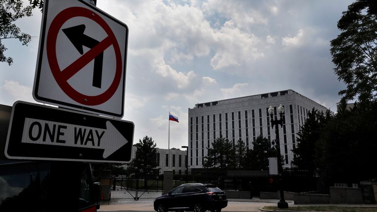 Russian Embassy is seen in Washington, U.S., July 16, 2018. REUTERS/Yuri Gripas