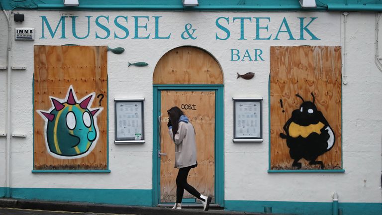 A boarded up restaurant in Edinburgh, the morning after stricter lockdown measures came into force for mainland Scotland.
Read less
Picture by: Andrew Milligan/PA Wire/PA Images
Date taken: 05-Jan-2021