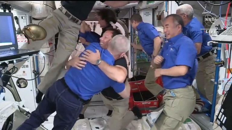 Hugs as SpaceX crew dock at international space station