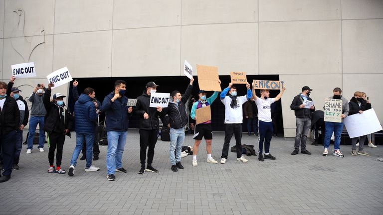 Protests were held outside Tottenham&#39;s ground on Wednesday