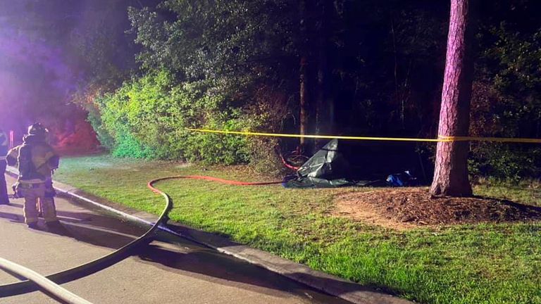 The Tesla Model S hit a tree and burst into flames