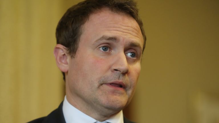 Committee chairman Tom Tugendhat speaking to the media at the Armagh city hotel as members of the Commons Foreign Affairs Committee came to Northern Ireland to discuss foreign policy and Brexit.  PRESS ASSOCIATION Photo. Picture date: Thursday June 13, 2019. See PA story ULSTER Politics. Photo credit should read: Niall Carson/PA Wire 