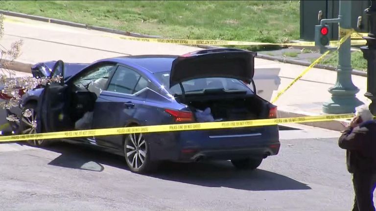 Rammed car outside capitol building