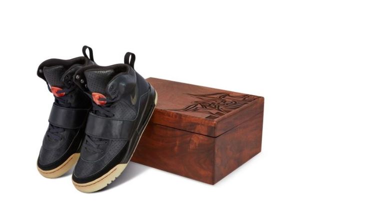 Kanye West&#39;s Yeezy trainers have sold for a record-breaking $1.8m (£1.3m). Pic: Sotheby&#39;s