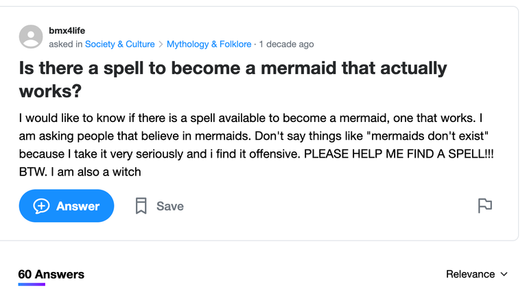 Question Five: Is there a spell to become a mermaid?
