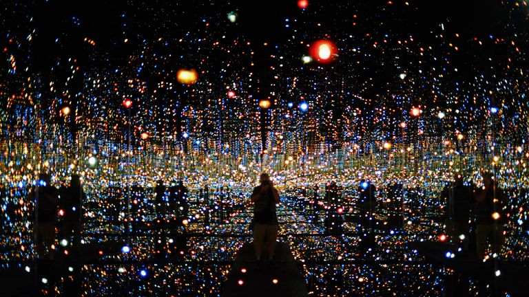 The Japanese artist Yayoi Kusama&#39;s "Infinity Mirrored Room - The Souls of Millions of Light Years Away" on display in Los Angeles in 2015. Pic: AP