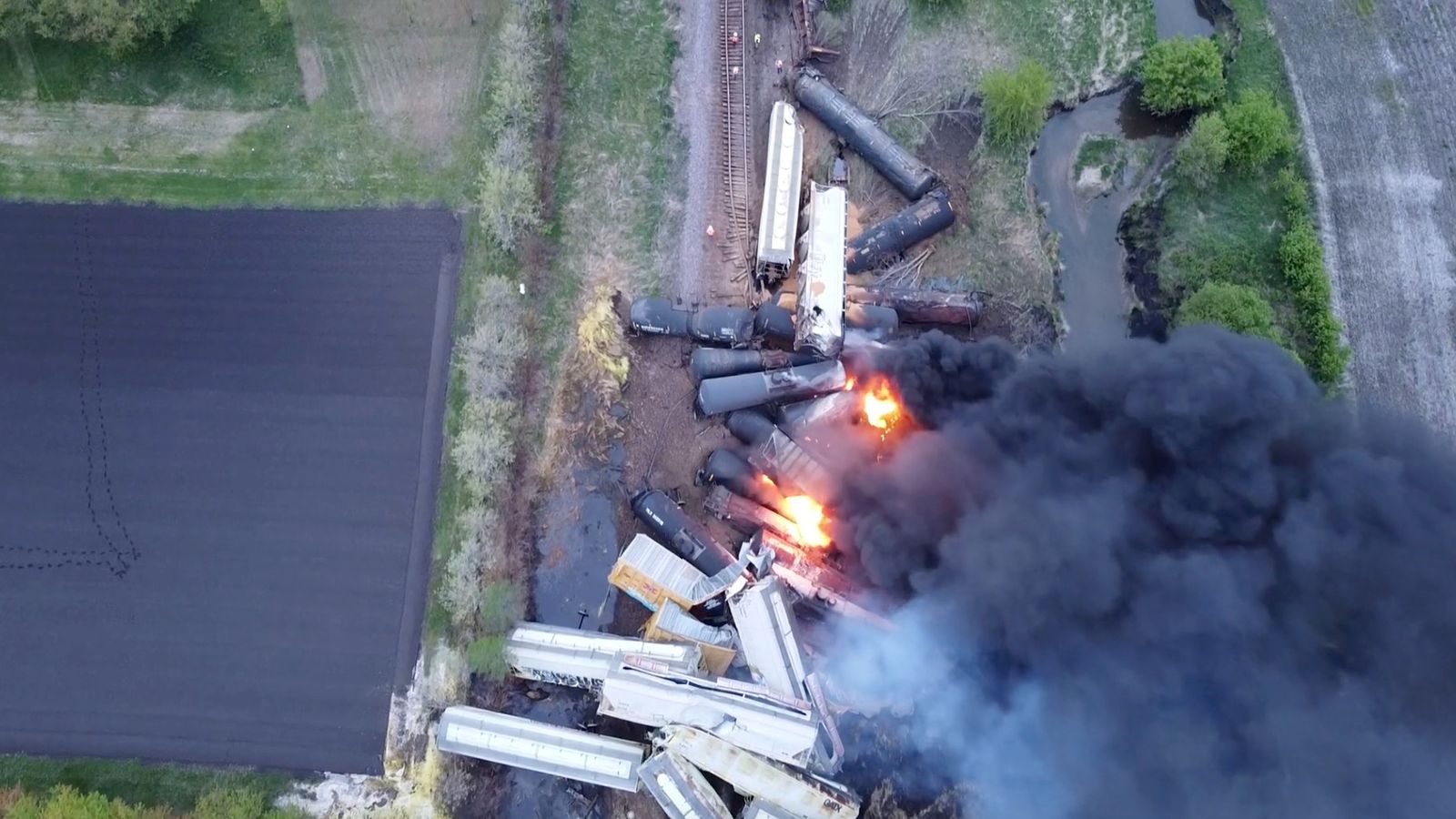 Iowa freight train carrying hazardous substances derails and catches