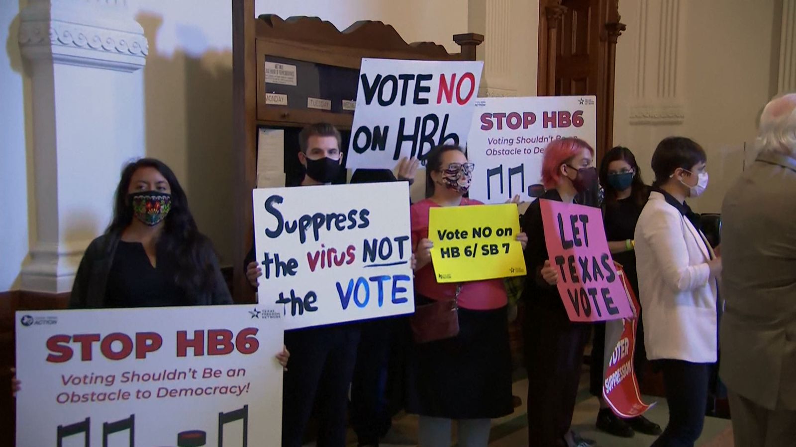 Texans protest new voting legislation which has been compared to Jim Crow laws that enforced segregation