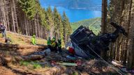 Rescuers at the crash site. PIC: Italy Alpine rescue service